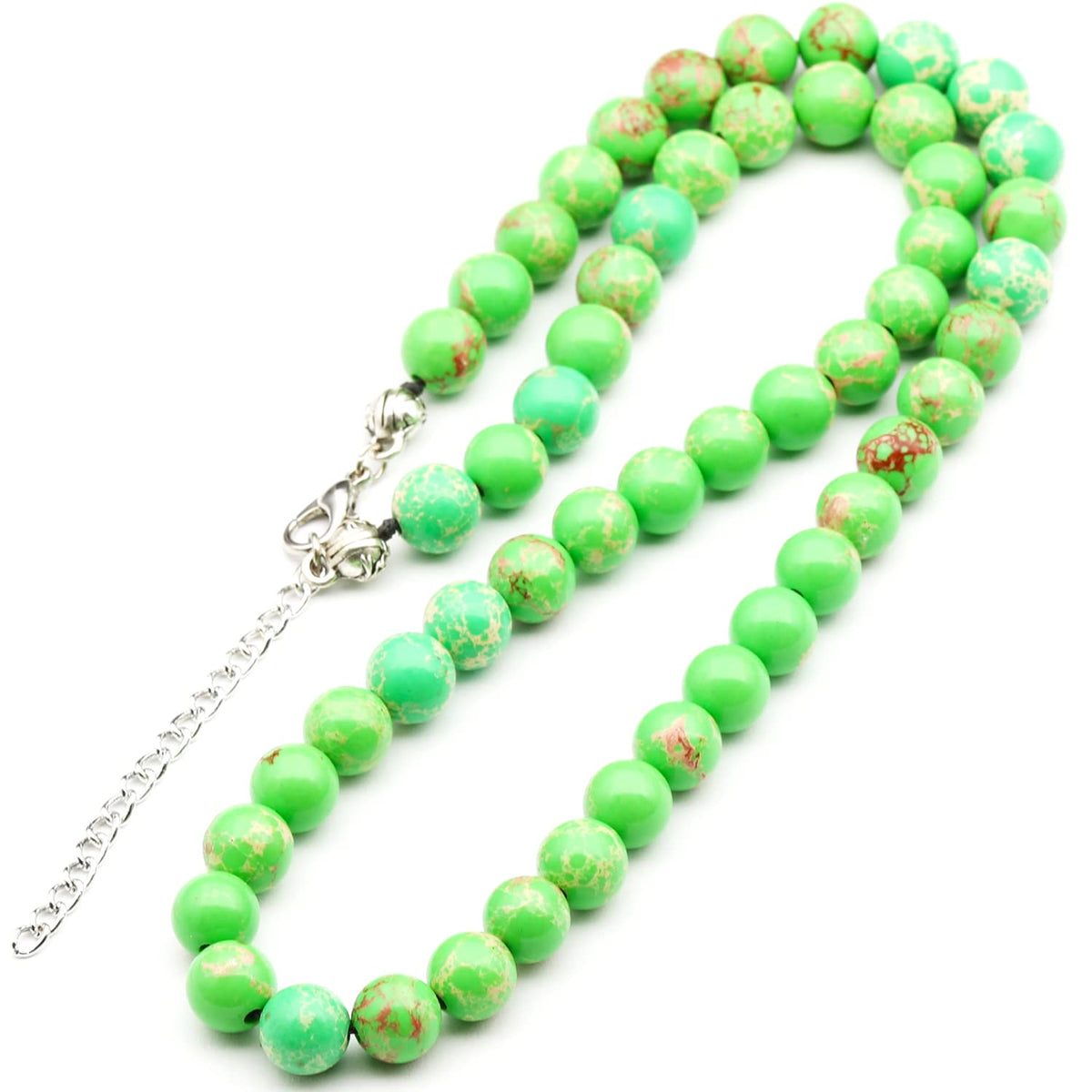 Natural Green Imperial Jasper Beaded Choker Necklace (Green Imperial Jasper / 14 Inches)