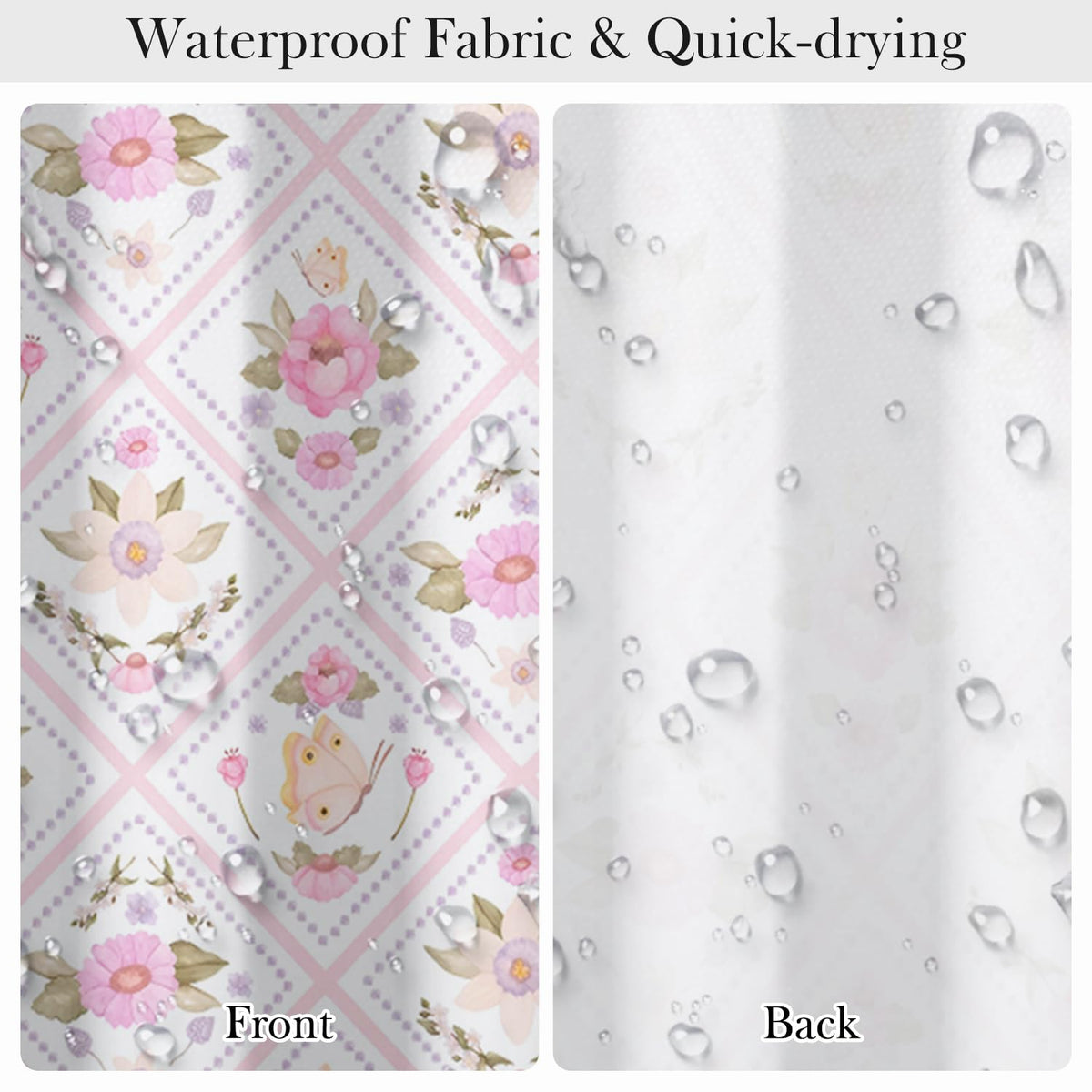 Pink Floral Shower Curtain 71x74 Inch (Floral-l)