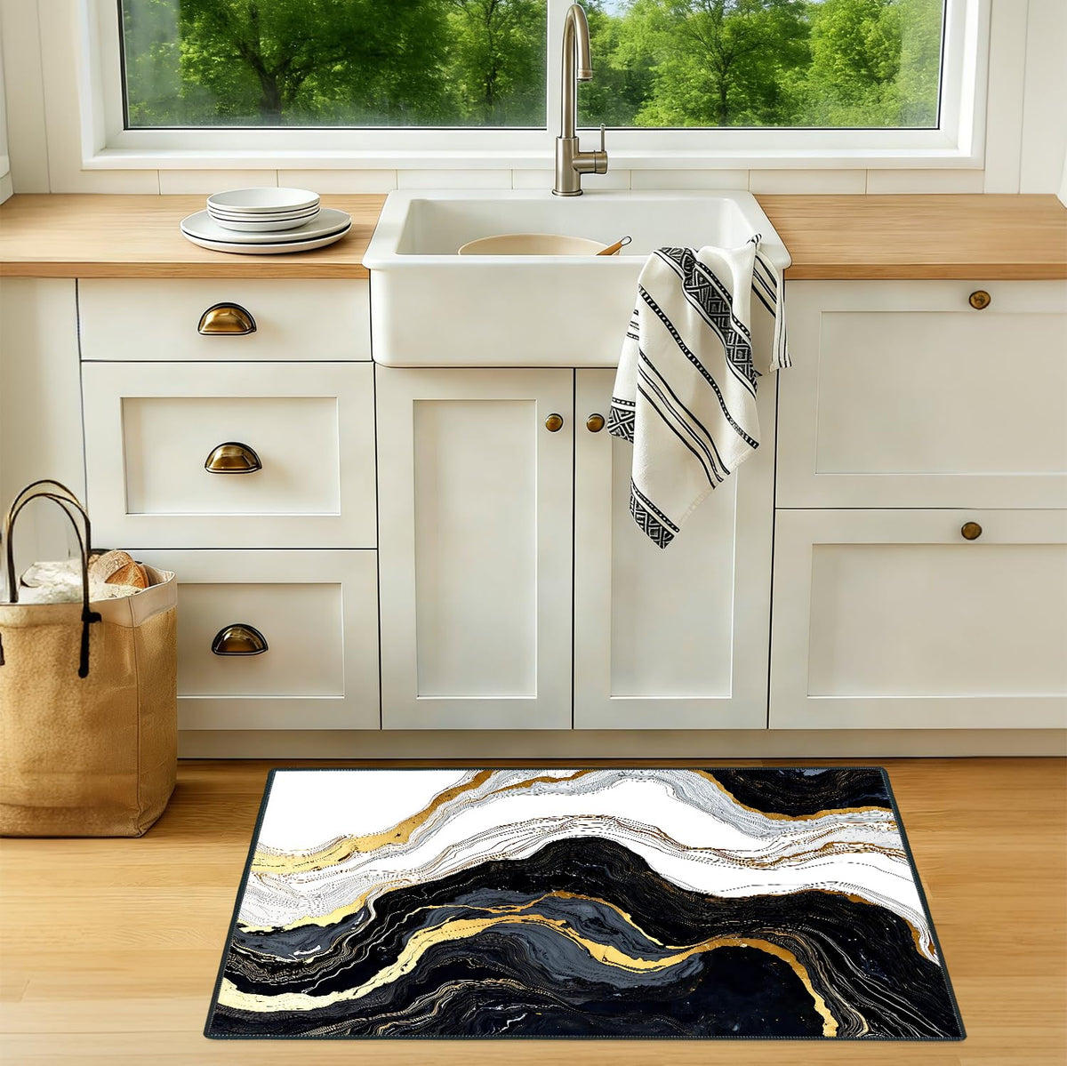 2x3FT Area Rug Black White Gold Indoor Entryway Rug (#5 / 2' x 3' (Rectangular))