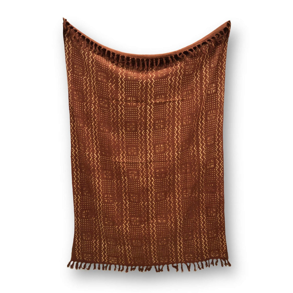 100% Cotton Throw Blanket Hand Block Print Boho Blanket Mudcloth Cozy Throw Blanket for Housewarming Sofa Wedding Gifts for Home Decor (Rust / Alma (120 x 170 Cms))