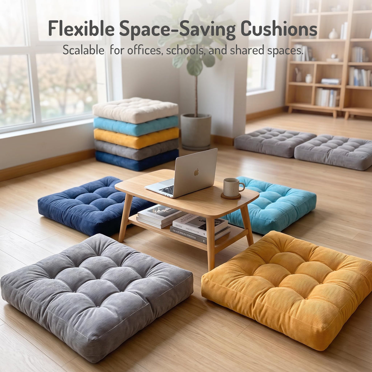 Large Floor Pillow for Adults (1 Pack / Square | Navy | 1 Pack)