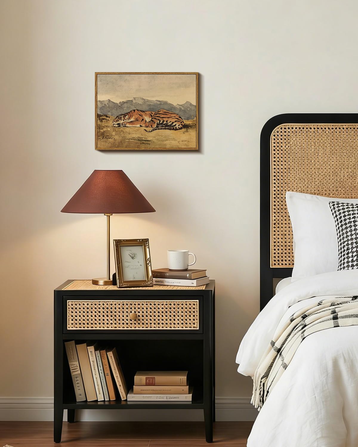 Framed Sleeping Tiger Wall Art 12x16 Inch (The Tiger / 16"L x 12"W)