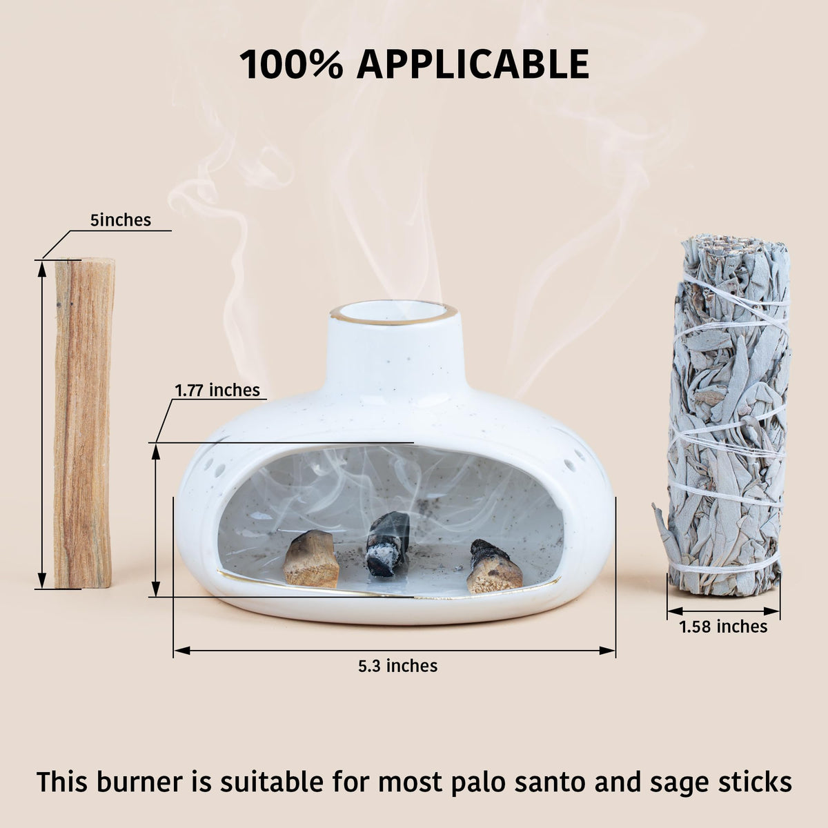 3 in 1 Incense Holder for Palo Santo Sticks Sage Incense (Moon Phase)