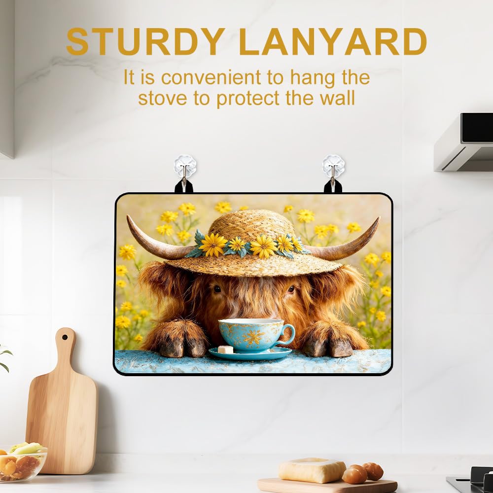 Highland Cow Stove Top Cover 28x20 Inch Farmhouse Electric Stove Cover (Colorful2553)