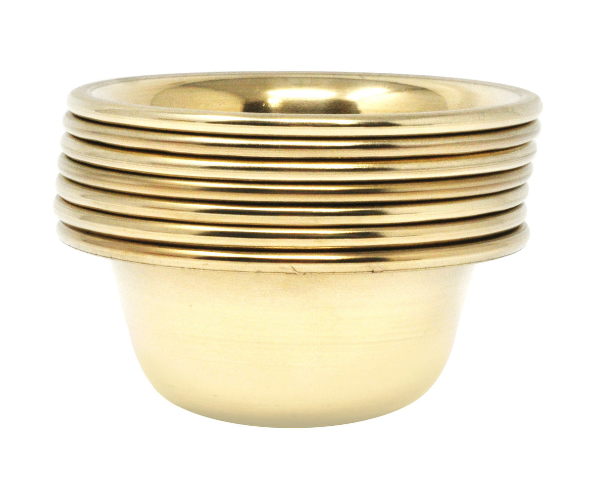 3 Inches Brass Set of 7 Tibetan Water Offering Bowls (Brass / 3 Inches)