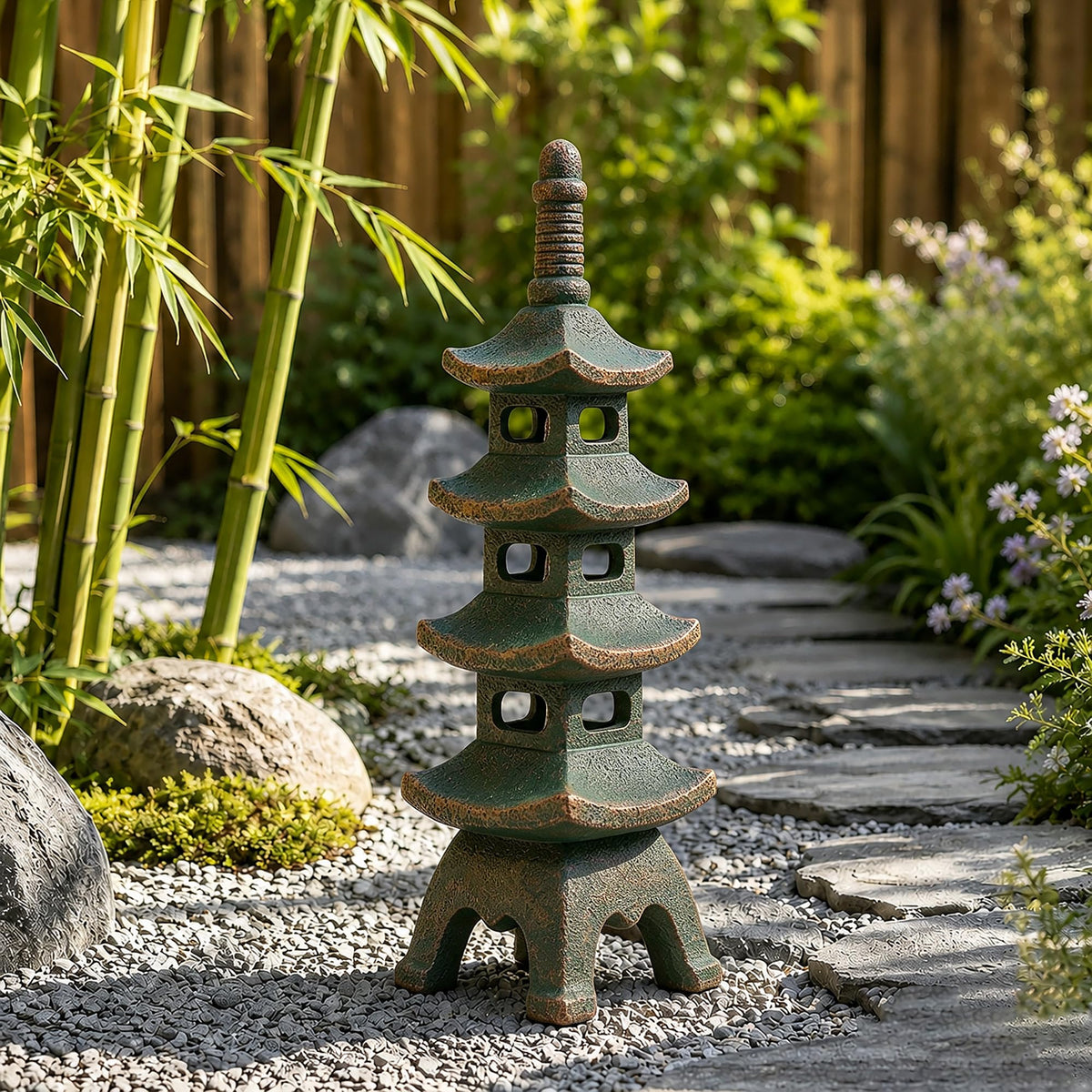 Solar Pagoda Garden Statues (40cm Bronze)