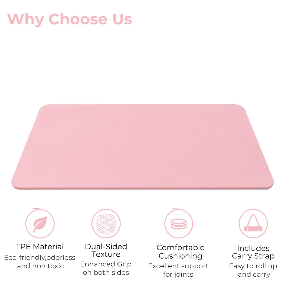 TPE Yoga Mat 72"x35" (Pink / 72*35*0.4inch)
