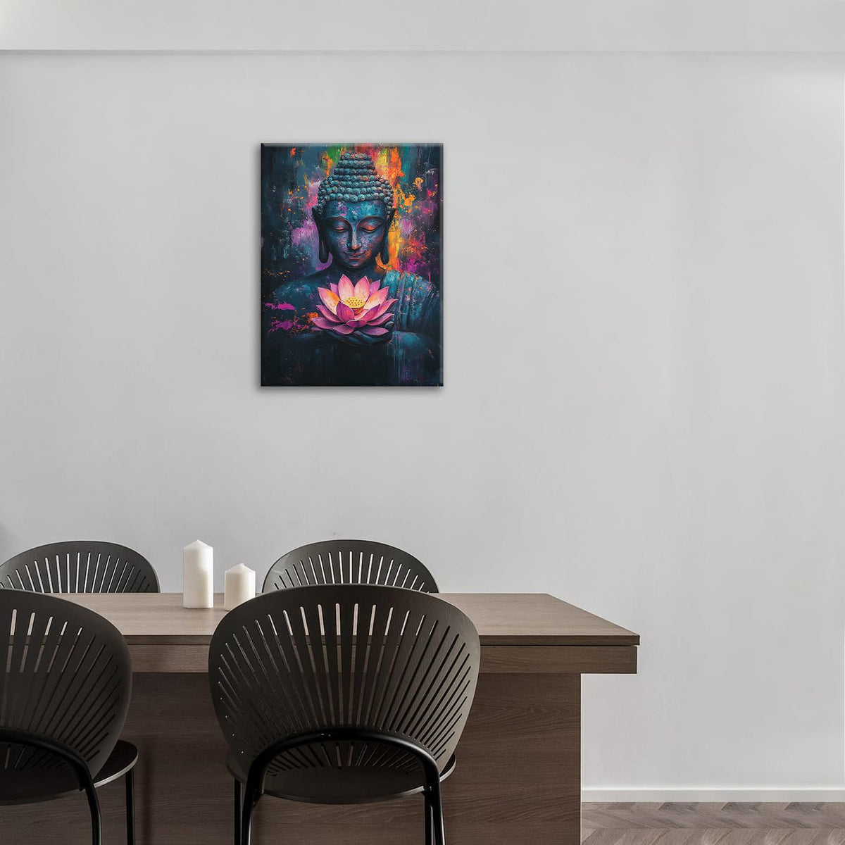 Zen Wall Art Buddha Pictures Wall Decor (Buddha Lotus / 12L" x 16W")