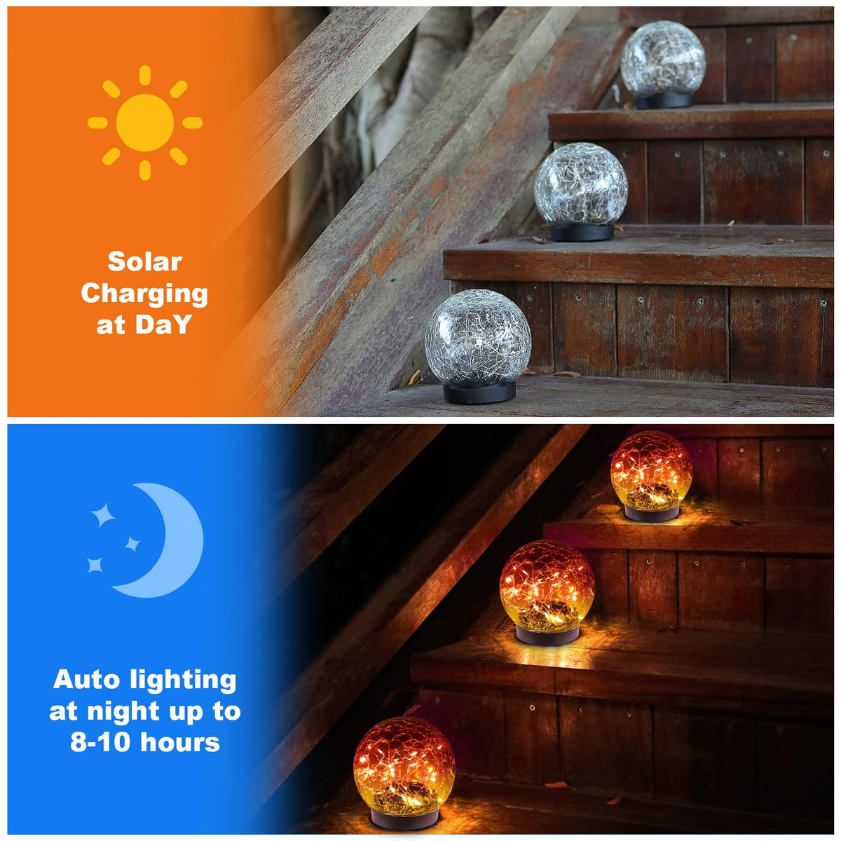 Solar Globe Lights Outdoor Waterproof (Red / 4 globes)