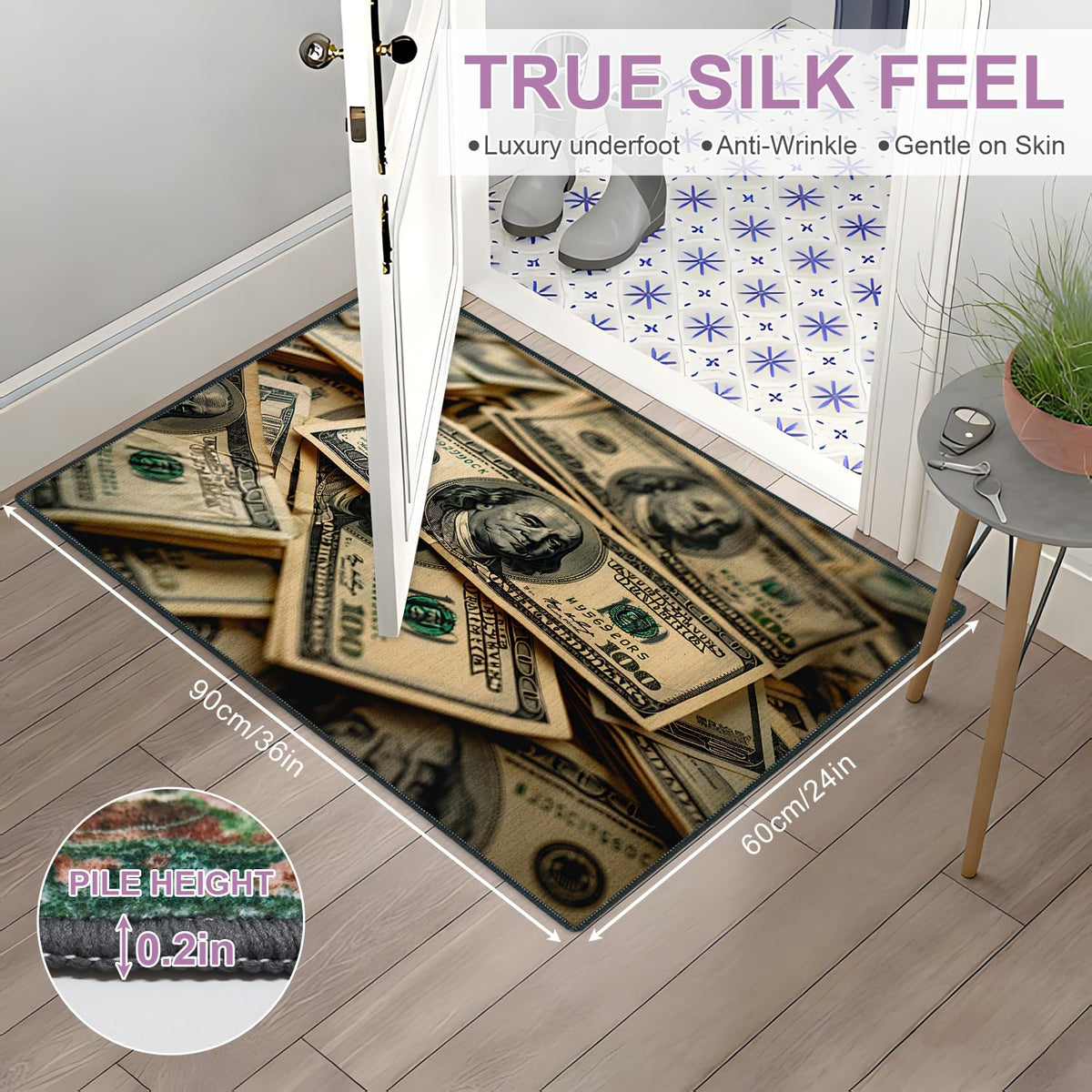 Money Print 2x3 Entryway Rug (17 / 2' x 3' (Rectangular))