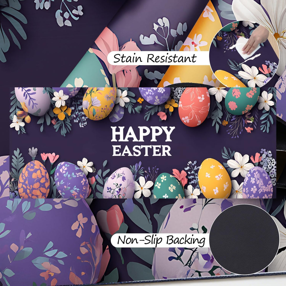 Happy Easter Laundry Room Rug 20x47 Inch (#71)