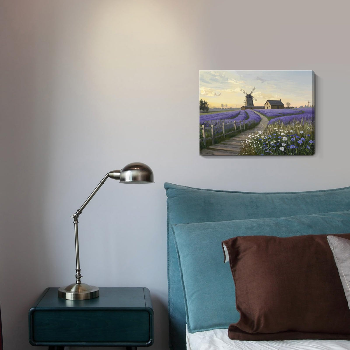 Purple Canvas Wall Art for Bathroom Bedroom Farmhouse 16x12 In (Purple Lavender Wall Art / 16"L x 12"W)