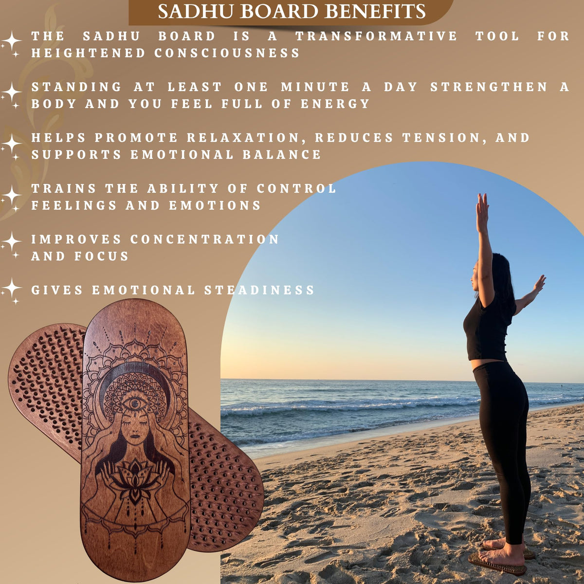 Sadhu Board Specially Crafted Copper Nails (Lotus Flower Brown)