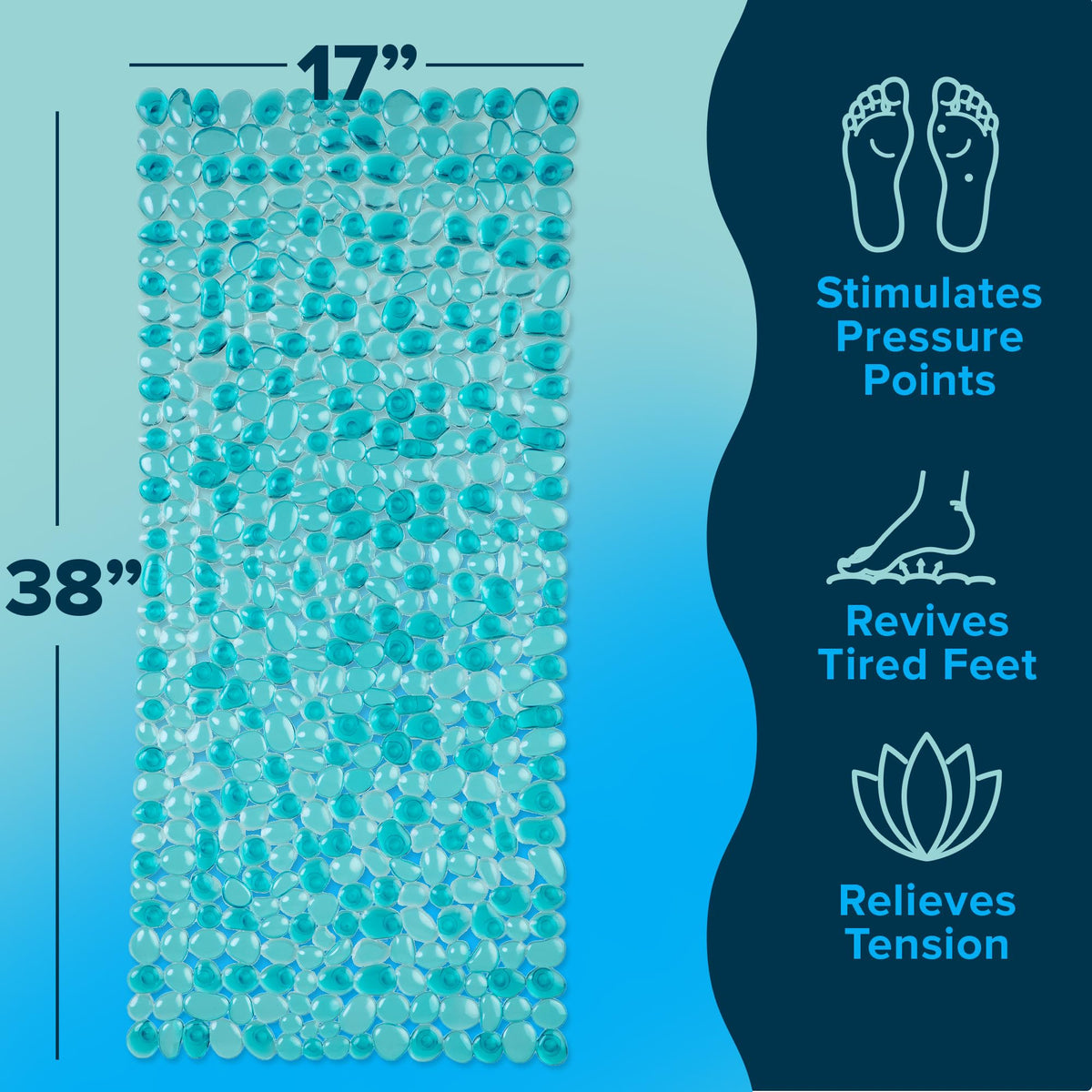 38"x17" Pebble Non Slip Mat for Bath & Shower (Aqua)