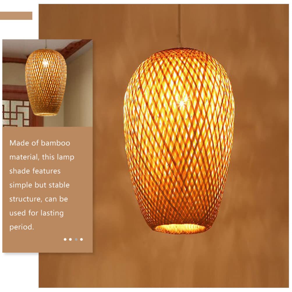 Woven Bamboo Lampshade 8.26X7.08 Inch Replacement Lamp Cover for Zen Style Tea Room Restaurant Hotel Pendant Light Decor (21X21X21CM)