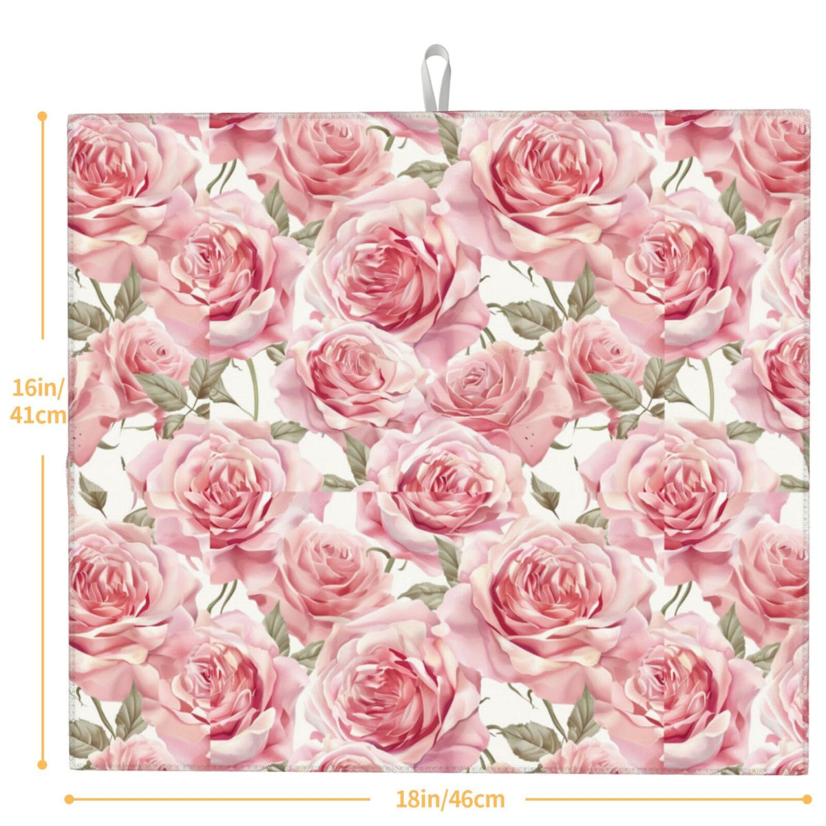 Pink Rose Dish Drying Mat For Kitchen Counter Romantic Floral Dry Mats Microfiber Dish Drainer Mat Protector Pad Absorbent Fast Drying Kitchen Must (Pink Rose / 18" x 16")