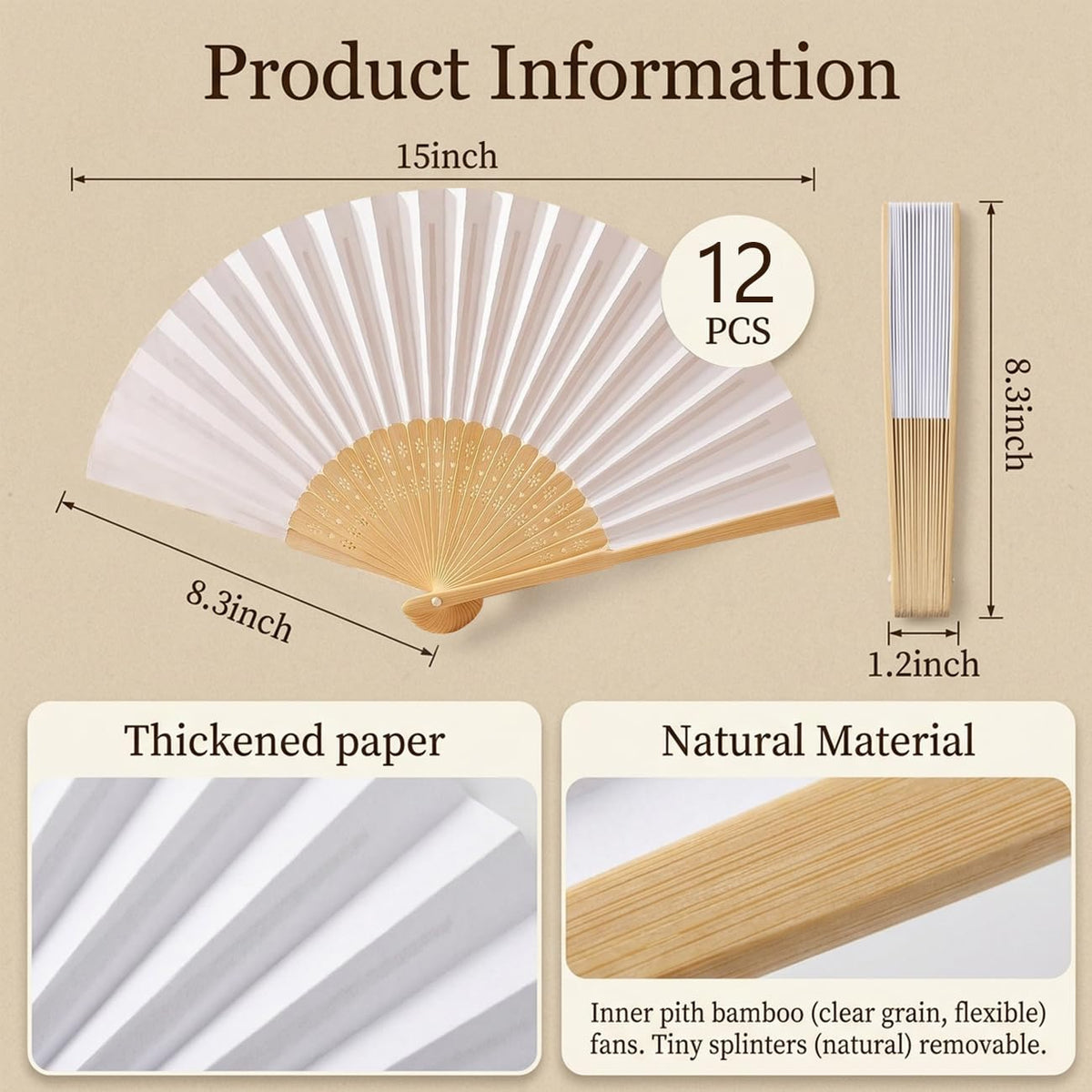 Paper Hand Fans (White)