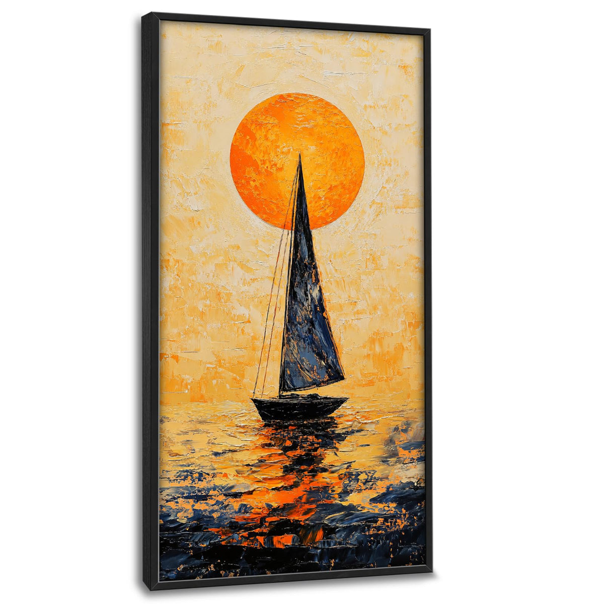 Sunset Sailboat Ocean Large Vertical Wall Art Coastal Seascape Canvas Framed Wall Decor Nautical Beach Pictures Painting for Living Room Bedroom Office 30"x60" (Sunset Sailboat Ocean / 60"L x 30"W)