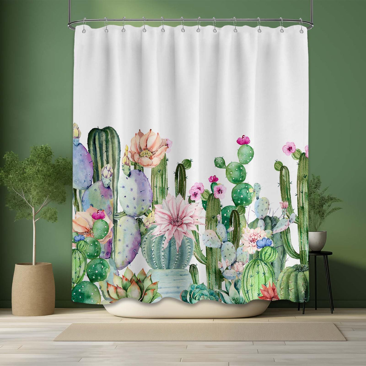 Cactus Shower Curtain Succulent Desert (Cactus / 60"W x 72"L (Pack of 1))