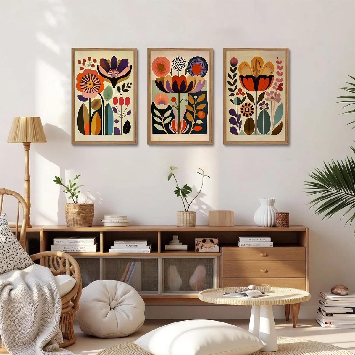 Scandinavian Wall Art Set of 3 (Abstract floral / 24"L x 16"W)