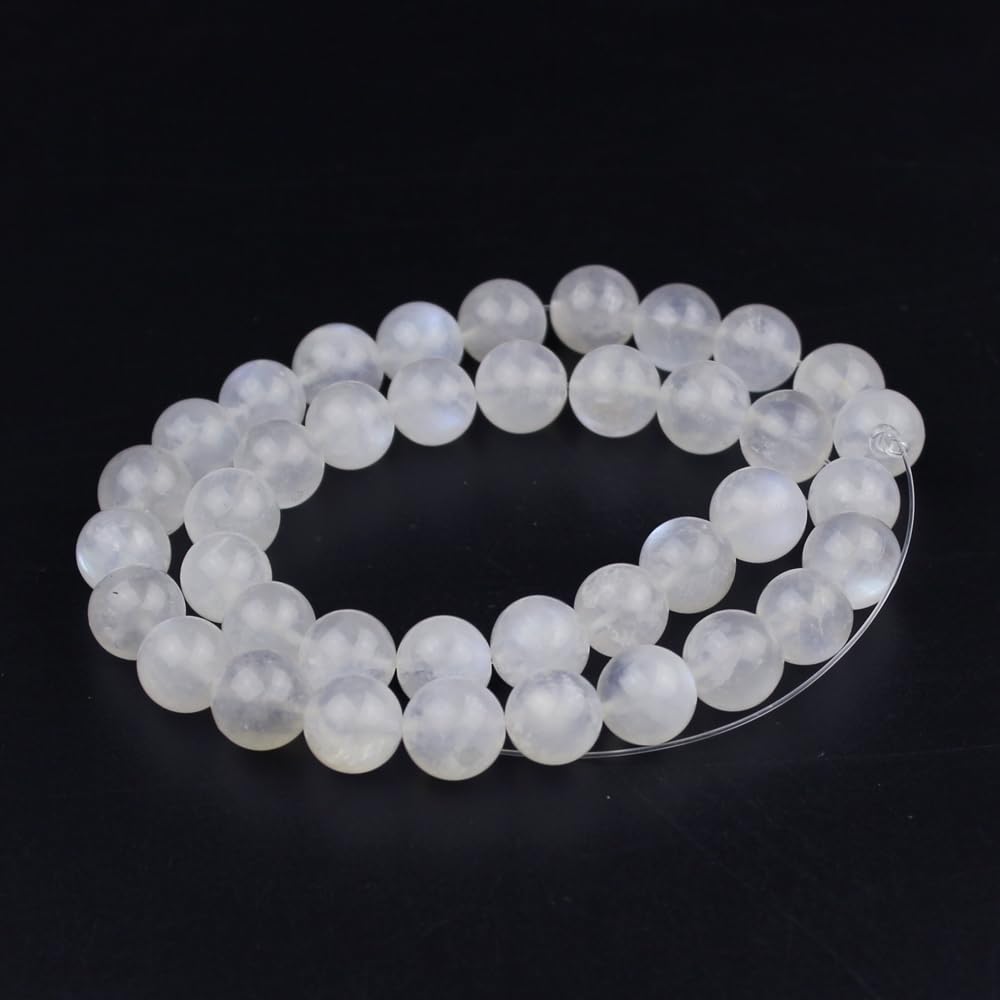 Natural Round Stone Beads 4mm Blue Moonstone Loose Gemstone Beads for Jewelry Making Bracelet Necklace 85pcs (Blue Moonstone / 4mm)