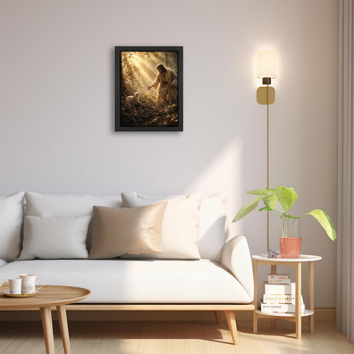 Jesus Lamb Decor Wall Art (Wall Art Framed 13 / 24"L x 16"W)