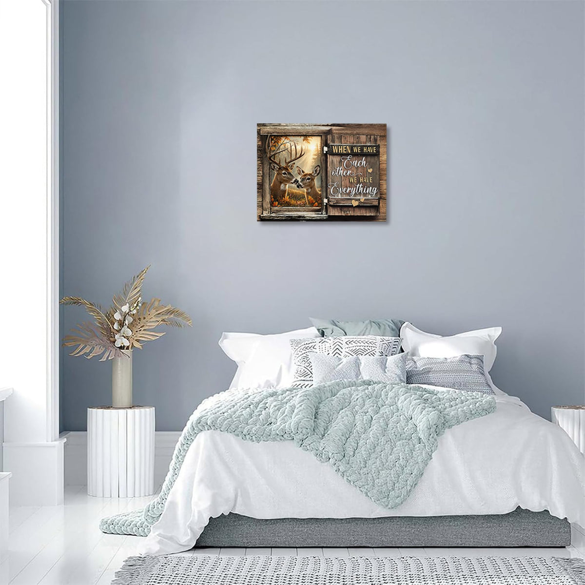 Farmhouse Deer Couple Decor Wall Art (Brown / 16"L x 12"W)