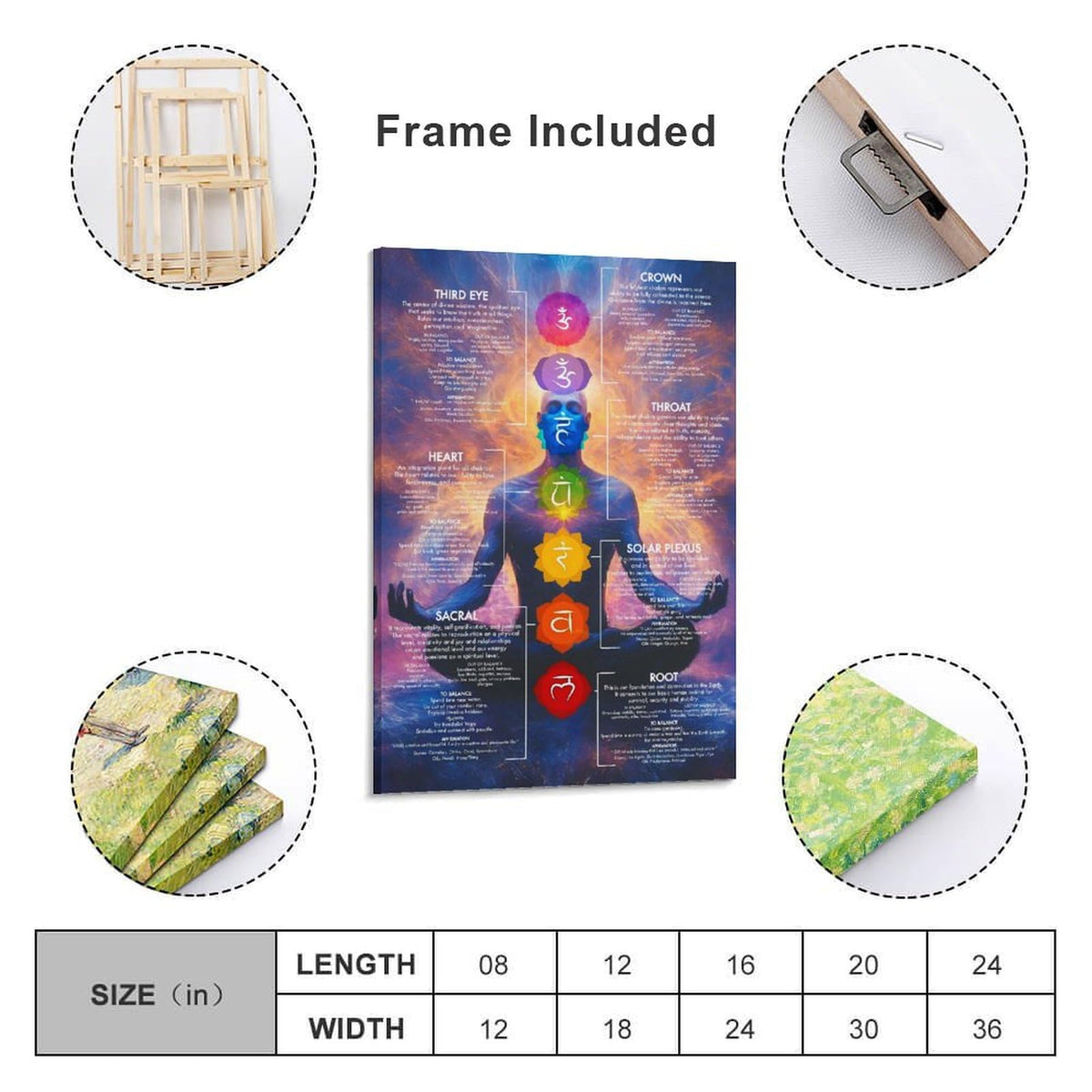 Chakra Chart Poster (18"L x 12"W / Frame-style)