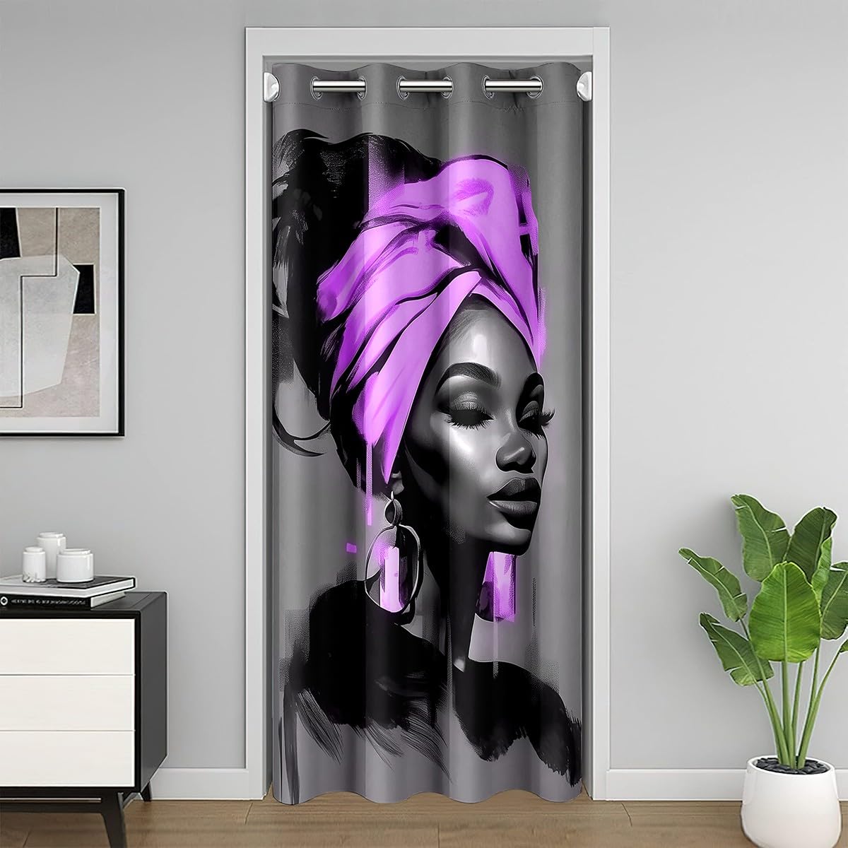 Black Women Door Curtain 34"x80" Inch 1 Panel for Doorway Privacy (Light Gray Purple / 34"W x 80"L (Pack of 1))