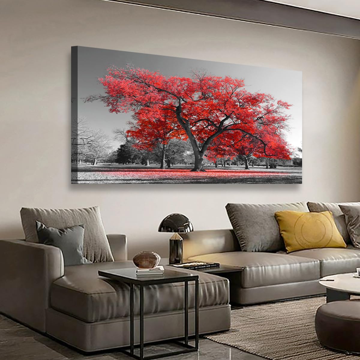 Red Tree of Life Pictures Canvas Wall Art for Living room Office Bedroom Wall Decor (40"L x 20"W / Red Tree of Life)