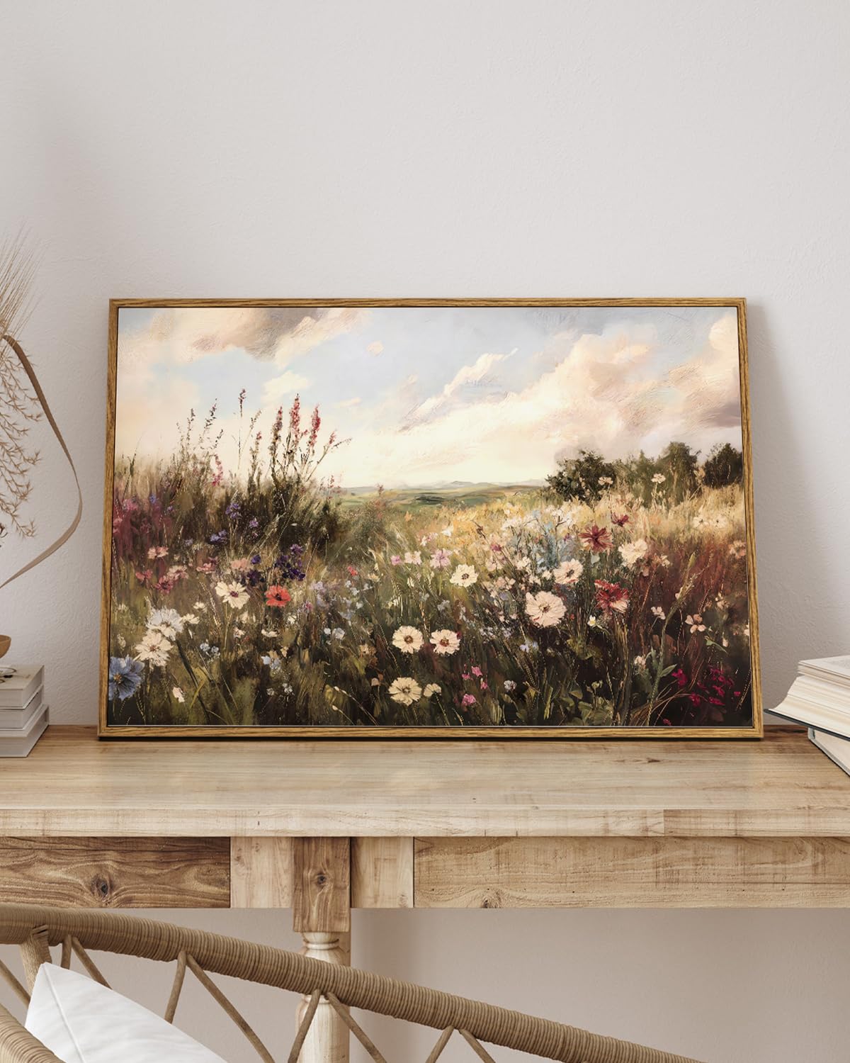 Vintage 16"x24" Framed Wildflower Canvas Wall Art (Flowering Homeland / 24"L x 16"W)
