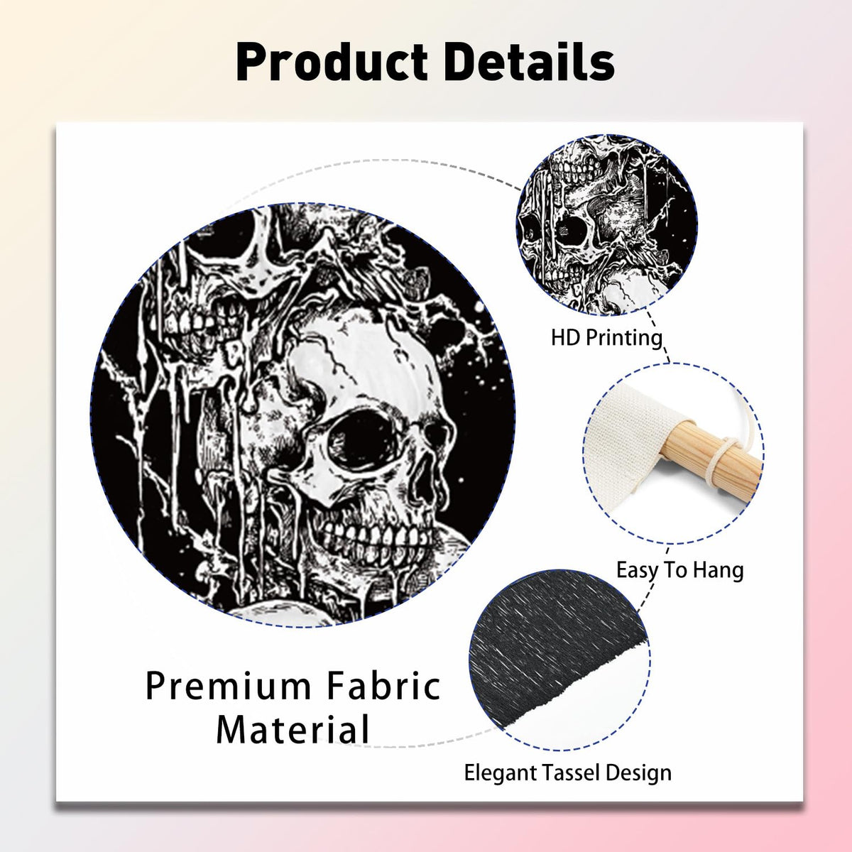 2 Pack Skeleton Vertical Tapestry (black,white)
