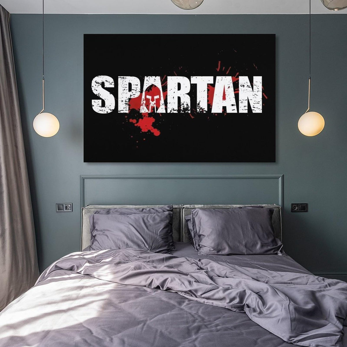 Spartan Beast Poster Canvas Printing Wall Art Prints Wall Decor Posters Black Distressed Typography Warrior Helmet Minimalist Industrial Decor for Living Room Bedroom Office Gym 16x24inch (style-2 / 16x24inch(40x60cm) Frame)