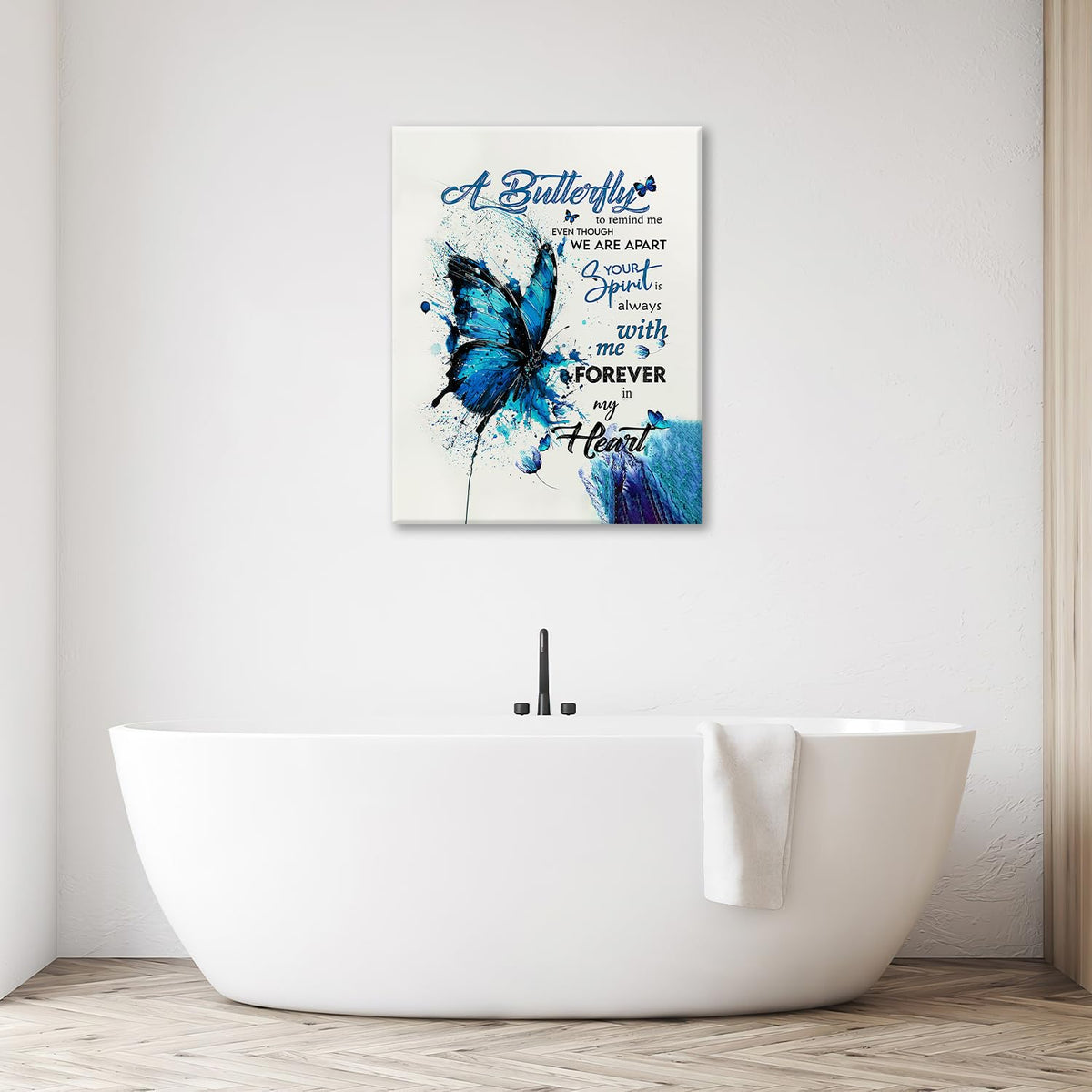 Blue Butterfly Canvas Wall Art Watercolor Butterfly Pictures Wall Decor Inspirational Quotes Prints Painting Framed Artwork Decoration for Bathroom Bedroom Living Room Office 20"x24" (24"L x 20"W / Watercolor Butterfly)