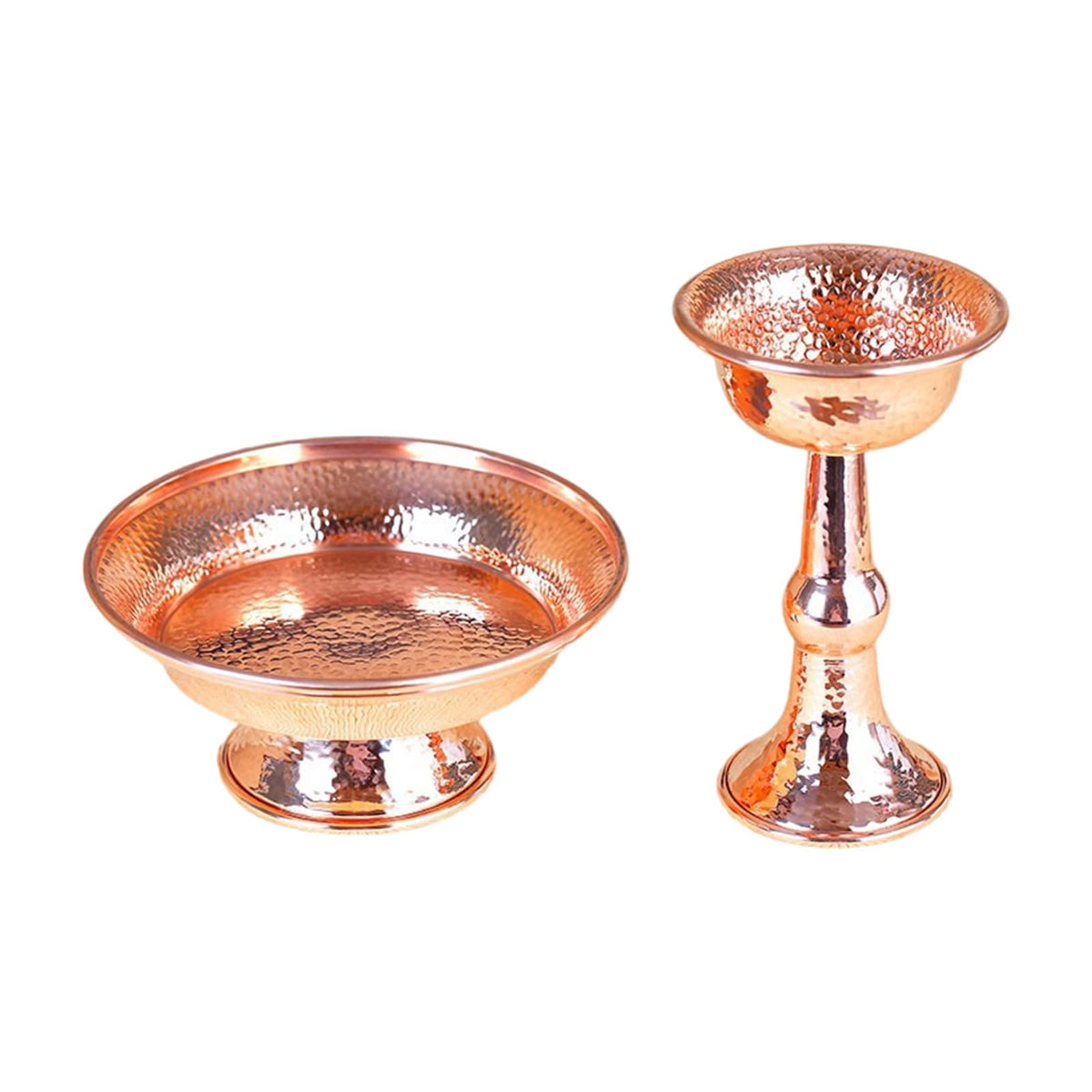 Tibetan Buddhist Metal Offering Bowl Intricate Carvings Buddhism Supplies Temples Worship Cup for Cultural Collectors Meditations Ornament (L)