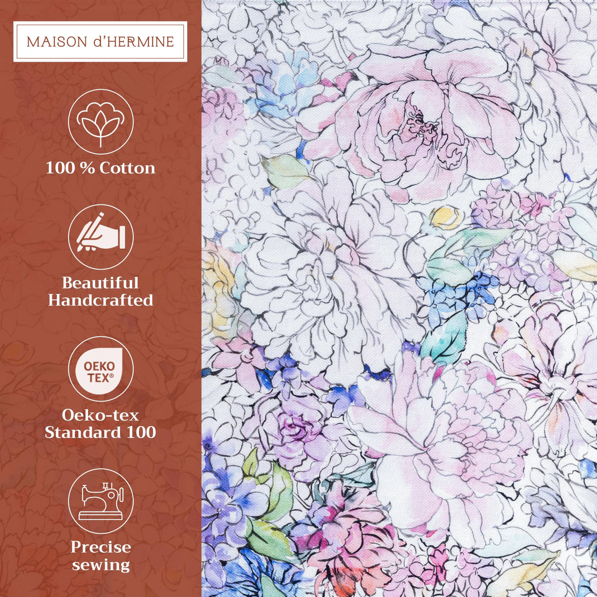Placemats Set of 4 Reusable 100% Cotton (118 - Floral Love / 13" X 19" (Pack of 4))