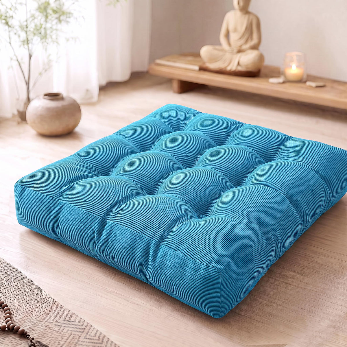 Large Floor Pillow for Adult (1 Pack / Square | Turquoise | 1 Pack)
