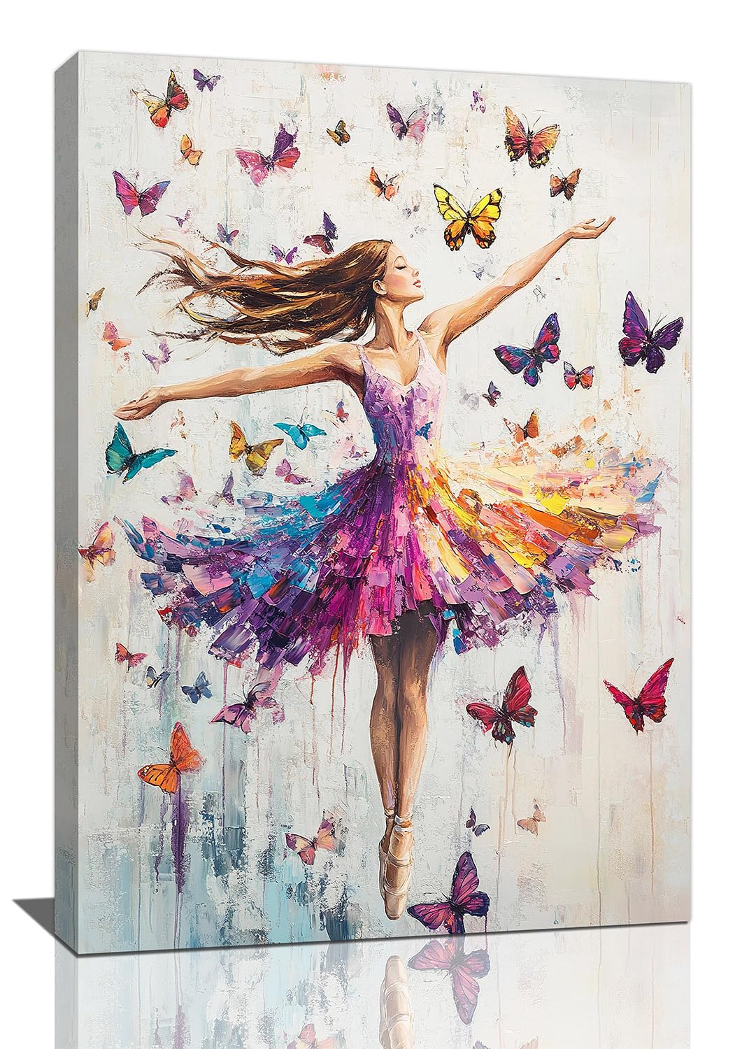Ballerina Wall Art (24"L x 16"W / Ballet Girl Butterfly)