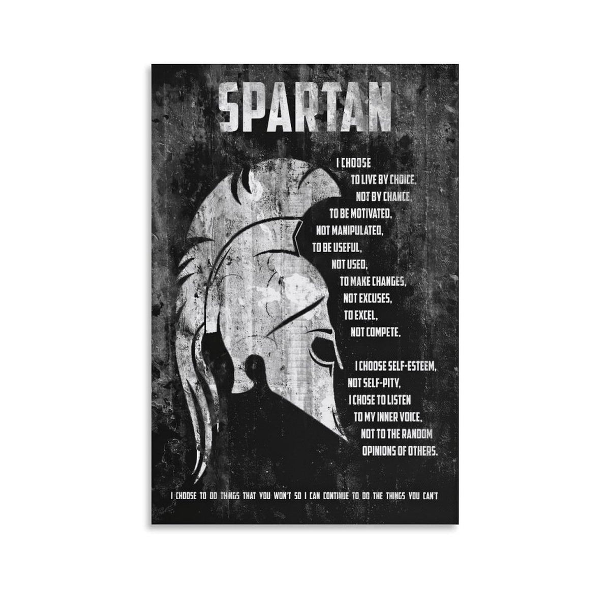 Spartan Motivational Quote Canvas Printing Wall Art Prints Wall Decor Posters Black White Distressed Helmet Philosophy Nordic Living Room Bedroom Office Gym Decor 24x36inch (style-20 / 24x36inch(60x90cm) Unframe)