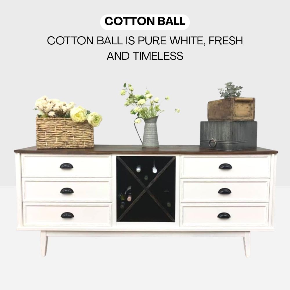 COTTON BALL Chalk Paint for Furniture DIY (Cotton Ball / 16 Fl Oz (Pack of 1))