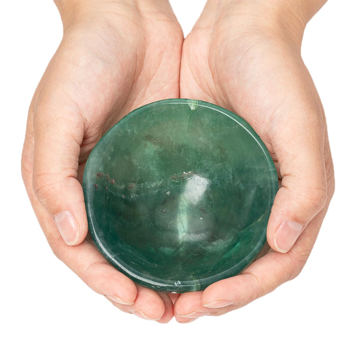 Natural Green Fluorite Crystal Bowl Hand (Green Fluorite / Medium)