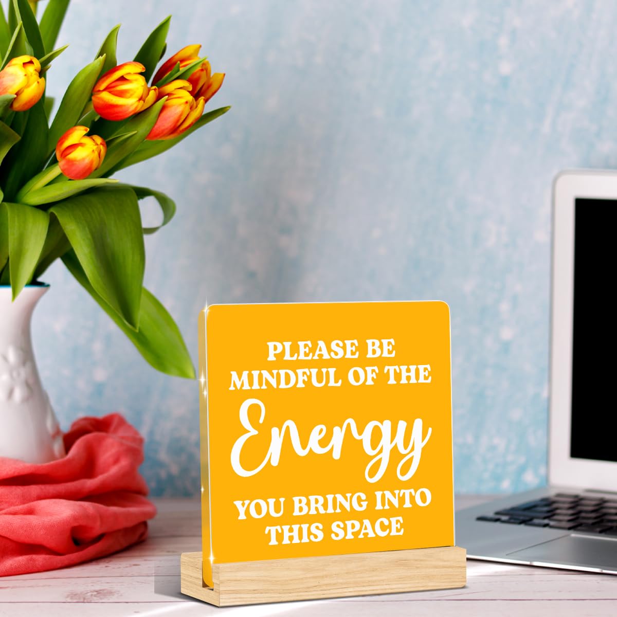 Yellow Room Decor Zee Decor Spiritual Acrylic Motivational Gifts (Yellow Please Be Mindful Of The Energy You Bring Into This Space)