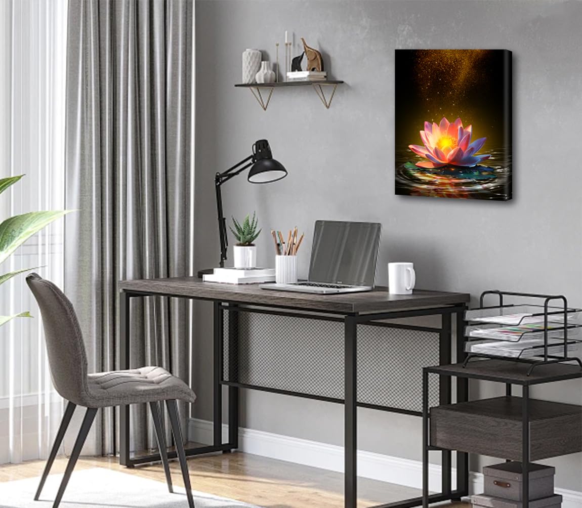 Lotus Floral Wall Art Prints (Framed 12"X16"- Lotus Floral Wall Art Prints)