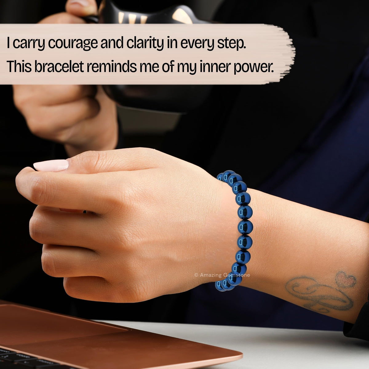 Blue Hematite Bracelet for Women Men's Gifts (Blue Hematite)