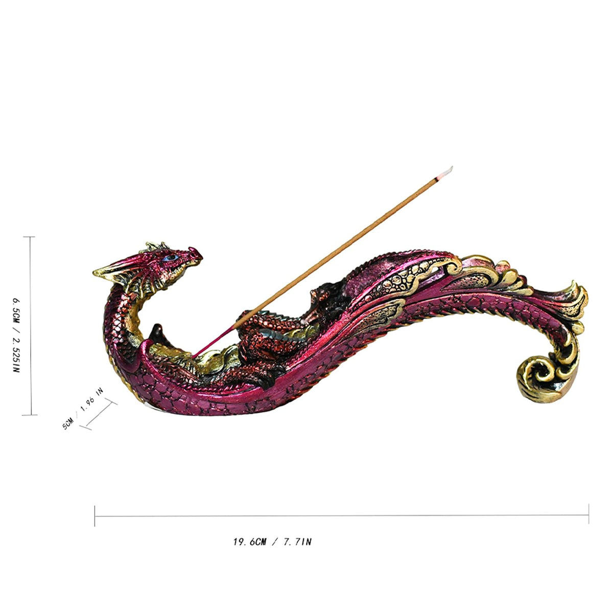 Smoking Dragon Statue Incense Burner (Red)