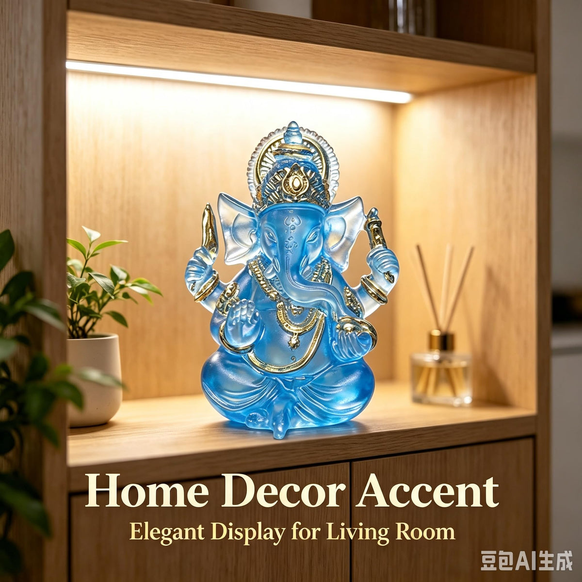 Indian God Lord Ganesha Statue (Blue / 3.55")