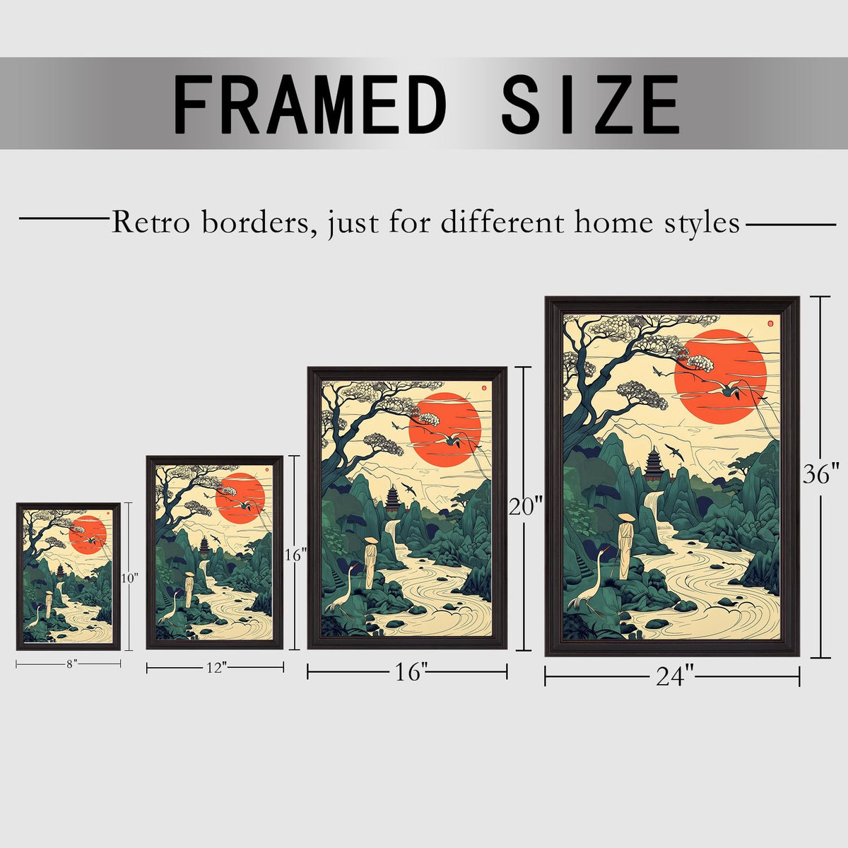 Retro Japanese Ukiyo (Black 04 / 24"L x 36"W)