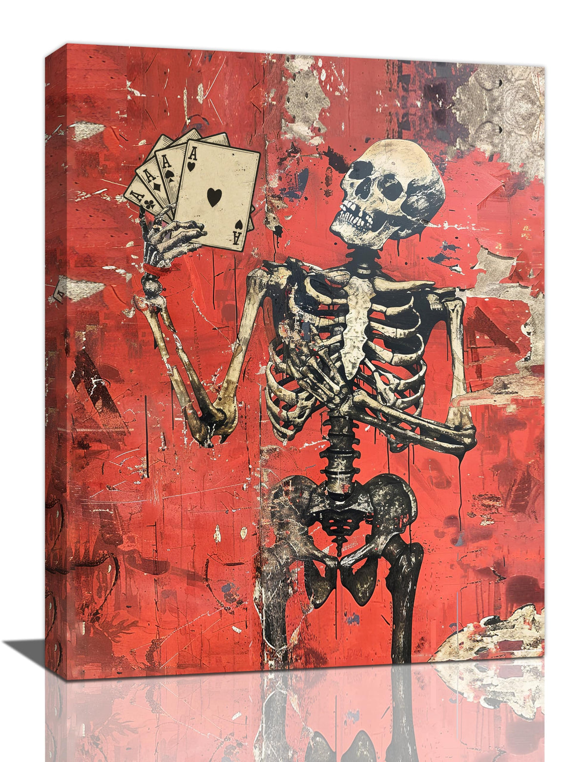 Skull Wall Art Gothic Skeleton Spooky Pictures Wall Decor Dark Horror Canvas Painting Home Modern Artwork Decorations Framed for Bathroom Living Room Bedroom Office 12 x 16 inch (12" x 16" / Skull)