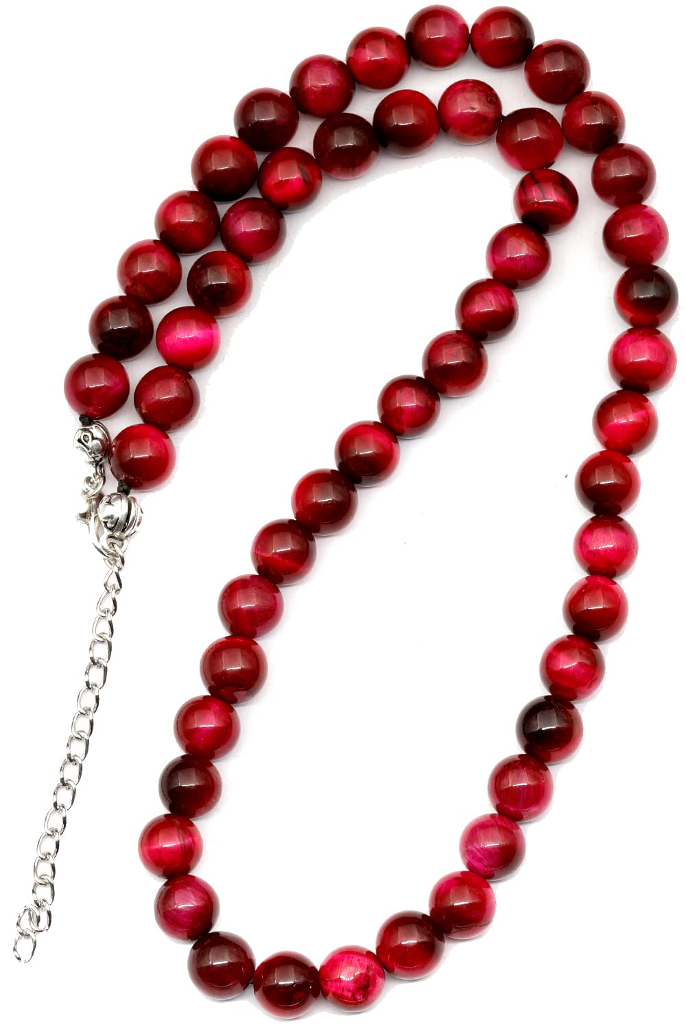 Natural Pink Tiger Eye Beaded Choker Necklace (Pink Tiger Eye / 34 Inches)