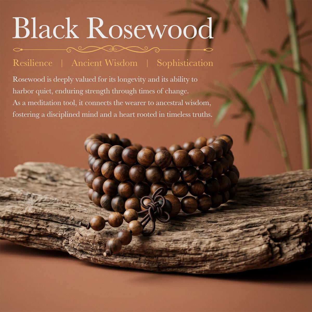 6mm Black Rosewood 108 Tibetan Buddhist Prayer Beads Mala Bracelet
